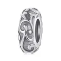 Retro 925 sterling silver stopper bead with engraved vintage floral patterns - Vintage Hollow Pattern (SCC2997)