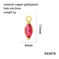 Detailed dimensions of 18K gold plated red marquise zircon pendant for DIY jewelry - Gold/Red Zirconia
