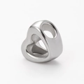 Polished heart-shaped stainless steel large hole bead for DIY jewelry making - Hollow Heart Steel Color