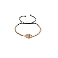 Adjustable black cord bracelet with zircon Hamsa Hand and gold silver rose gold beads - Black Cord Multi-color Metal Beads