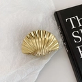 Pinza para el cabello de concha de vieira dorada pulida con textura metálica elegante - Dorado Pequeño
