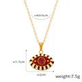 Bohemian vergulde evil eye ketting met rood email en roze stenen hanger - Goud Rood Rood Zirkonia