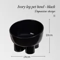 Gamelle noire pour animaux avec pieds design de défenses et finition en céramique - Style jambe d'éléphant / 450ml / Noir