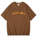 T-shirt Sturniolo Triplets marron avec motif orange Fresh Love en taille L - Café