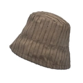 Dettaglio ravvicinato del cappello a secchiello marrone scuro con strisce a bordi grezzi - M(56-58cm) / caffè