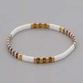 Bracelet en perles Tila bohème en blanc, or et ambre avec design fait à la main - Blanc Or Ambre