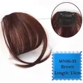 Detail view of brown air bangs wig piece with breathable mesh and 13cm length specification - Brown-33