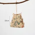 Mini Christmas gift box ornament made of kraft paper hanging on a natural branch - Gift Bag 3-Piece Set/8g