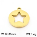 Golden round stainless steel pendant with hollow star design and 17x15mm dimensions - Gold Color (KLJ7778-Z)