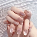 Pink gradient cat eye press-on nails with sparkling glitter and aurora finish - Pink Gradient Cat-eye Style (XC-35-11)