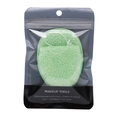 Green heart-shaped cleansing sponge in a professional resealable bag with hanging rope - Teardrop / Green