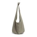 Borsa hobo in tela verde oliva con un elegante cinturino annodato e un design minimalista - Tela Verde
