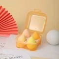 4-pack teardrop makeup sponges in orange and yellow gradient with storage case - Jelly Mango Yellow Box