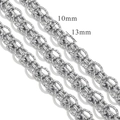 Edelstahl Gliederkette in Silberoptik, erhältlich in 10mm und 13mm Breite - Diamantiert (Texturiert) / Ein Meter (110g) / Stahlfarbe