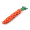 Carrot shaped cotton rope chew toy for dogs with orange and green woven textures - Cotton Rope Carrot