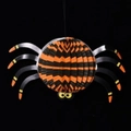 Halloween hanging decoration featuring a 3D orange and black paper spider with honeycomb body - Small Spider Paper Lantern