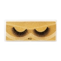 Macro detail of 3D faux mink eyelashes style #107 in gold glitter packaging box - #107