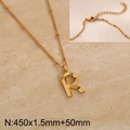 Gold-plated letter R pendant necklace with beaded chain and lobster clasp, 450mm length - Gold Letter R (KN287039-Z)
