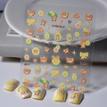 Autocollants 5D pour ongles avec ours bruns chanceux et motifs de tournesols - Style Ours de la Chance et Tournesol (FEB-693)