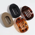 Set of 4 leopard print hair claw clips in black, amber, and khaki flat resin design - Matte Black/Khaki/Leopard Red Brown/Translucent Yellow Brown