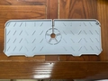 Gray silicone faucet draining mat with diagonal ridges on a wooden table surface - Faucet Mat Style A / Gray