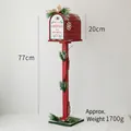 Red 77cm Christmas wooden mailbox floor decoration with greenery and snow base - Snowflake Mailbox Style