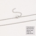 Detail of silver-plated copper cross chain with lobster clasp and extension link - Copper / Pearl-Style Link Chain / Silver