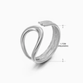 Minimalist silver irregular stainless steel ring with adjustable open band design - Steel Ring 077