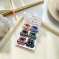 Set of 6 mini bow hair claws in matte colors including pink blue and green on card - Bowknot C 3cm
