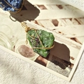 Natural green raw crystal stone pendant wrapped in handmade 18K gold plated wire - Gold Wire Ruby in Zoisite