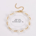Detailed view of baroque pearl bracelet with 8mm pearls and adjustable gold chain size specs - Gold Color 8MM