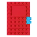 Mini A6 portable silicone notebook with red building block design and blue clasp - A6 / Dot Step Notebook / Red
