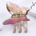 Large matte butterfly hair claw clip with holographic iridescent finish for women hair styling - Glossy Holographic Brown