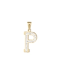 Collier doré en acier inoxydable avec pendentif lettre P orné de cristaux brillants - Lettre P