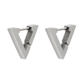 Detailed view of silver geometric triangle earrings with brushed metal finish and V-shape - V-Shape / Silver