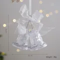 Acrylic Christmas double bells pendant with white bow and silver glitter edges - Crystal Bell (New)
