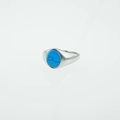 Vintage signet ring in silver titanium steel with an oval turquoise gemstone centerpiece - Turquoise Style A