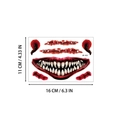 Tatuaggio temporaneo per Halloween con bocca di mostro e cicatrici, dimensioni 16x11cm - Stile Bocca di Mostro e Ferita con Linea di Sutura (BF-003)