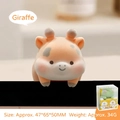 Furry orange giraffe monitor ornament in retail packaging by PAPA for office desk decor - Fuzzy Giraffe