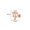 Orecchino a perno oro rosa con zircone rosa a cuore e pietre laterali, altezza 0,81cm - Candelabro Cuore (8#) / Oro rosa