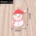 Christmas snowman pendant in red and white enamel metal, measuring 26mm by 16mm - Scarf Snowman (YD1324)