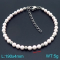 Pink glass bead and silver steel ball beaded bracelet with lobster clasp 190x4mm - 4mm / Steel