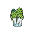 Emaille-Anstecknadel mit Monstera-Blatt in einem blauen Laborbecher auf Weiß - Monstera Messbecher (QHXZ1508)