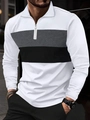 Dettaglio polo uomo color-block con colletto a zip e maniche lunghe eleganti - S / Bianco