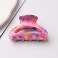 Pinza per capelli rosa con motivi floreali in acrilico lucido per acconciature - Rosa Floreale