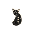 Épinglette de chat noir en émail avec phases de lune dorées et étoiles au design céleste - Chat Noir Phase de Lune