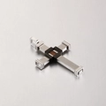 Cross pendant in silver stainless steel with brown wood inlay on grey background - Steel Color Without Chain (KP93472-KLX)