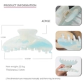 Detailed size specifications for a marble blue acrylic hair claw clip with glitter finish - Quicksand Blue