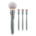 Juego de brochas de maquillaje 4 en 1 gris magnético para polvos y ojos con cerdas - Pincel multifuncional - Bolsa perlada / verde claro