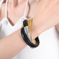 Bracciale a serpente a tre strati in acciaio color oro argento e nero stile elegante - Oro Nero Acciaio Misto Grande